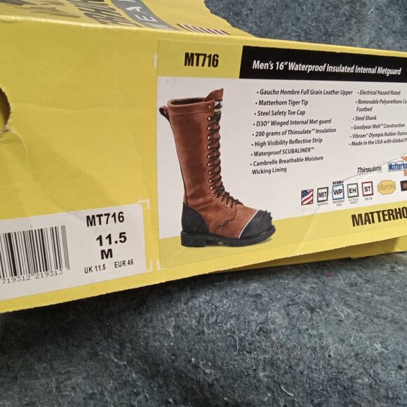 Men's Matterhorn 16" waterproof insulated internal met guard boots - Picture 5 of 5